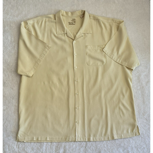 Tommy Bahama Men's Yellow 100% Silk Button-Down Shirt 3XT Big and Tall Relaxed - Picture 2 of 14